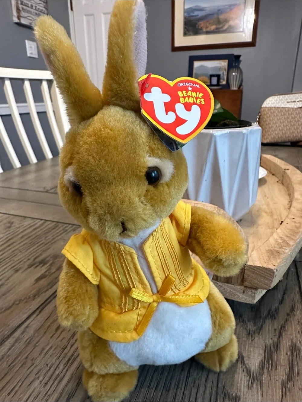 Ty Beanie Babies Mopsy Bunny Plush Peter Rabbit Movie Collection Yellow Coat NWT
